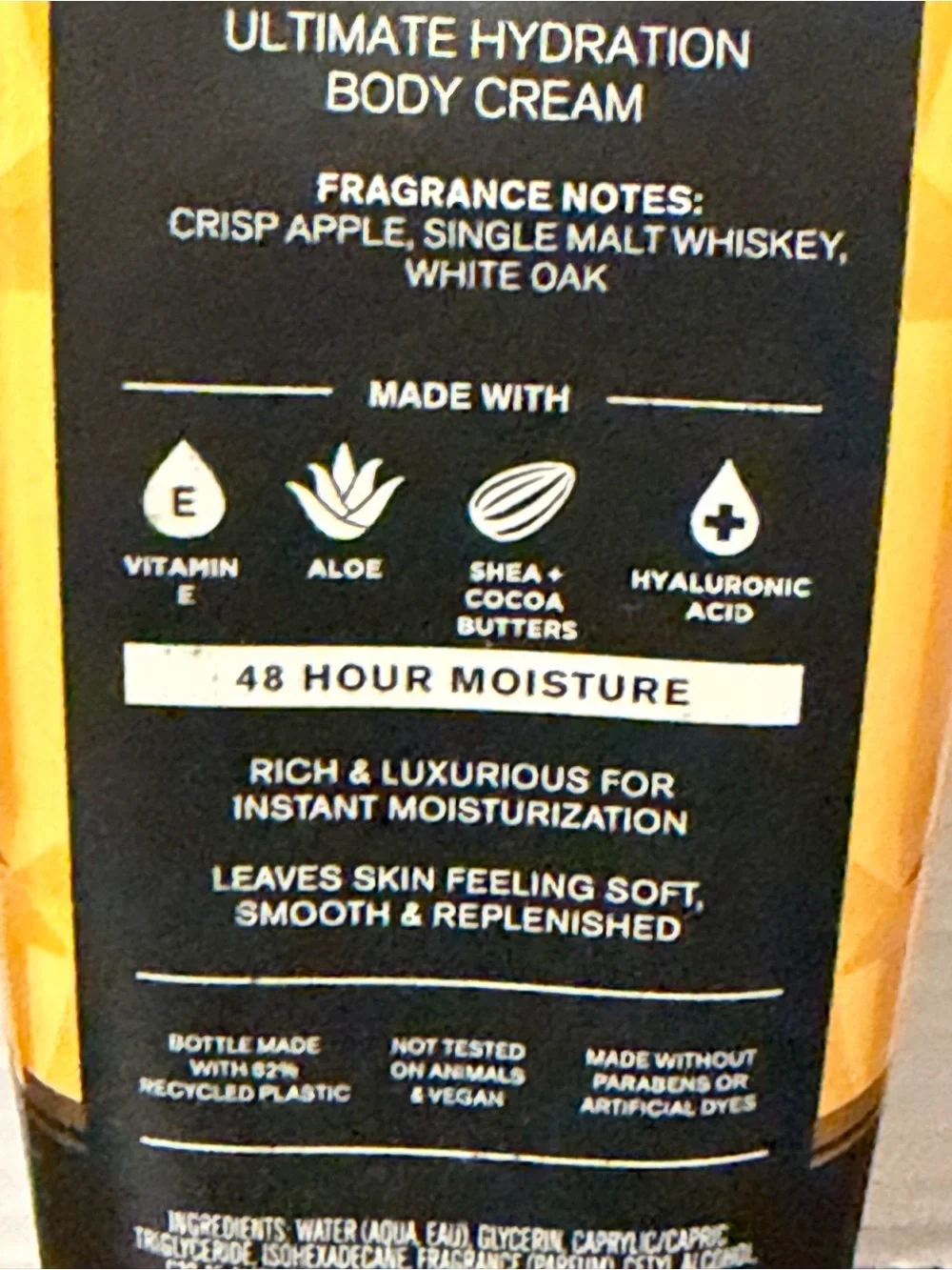 Bath & Body Works Whiskey Reserve Men's Body Cream - Black & Amber